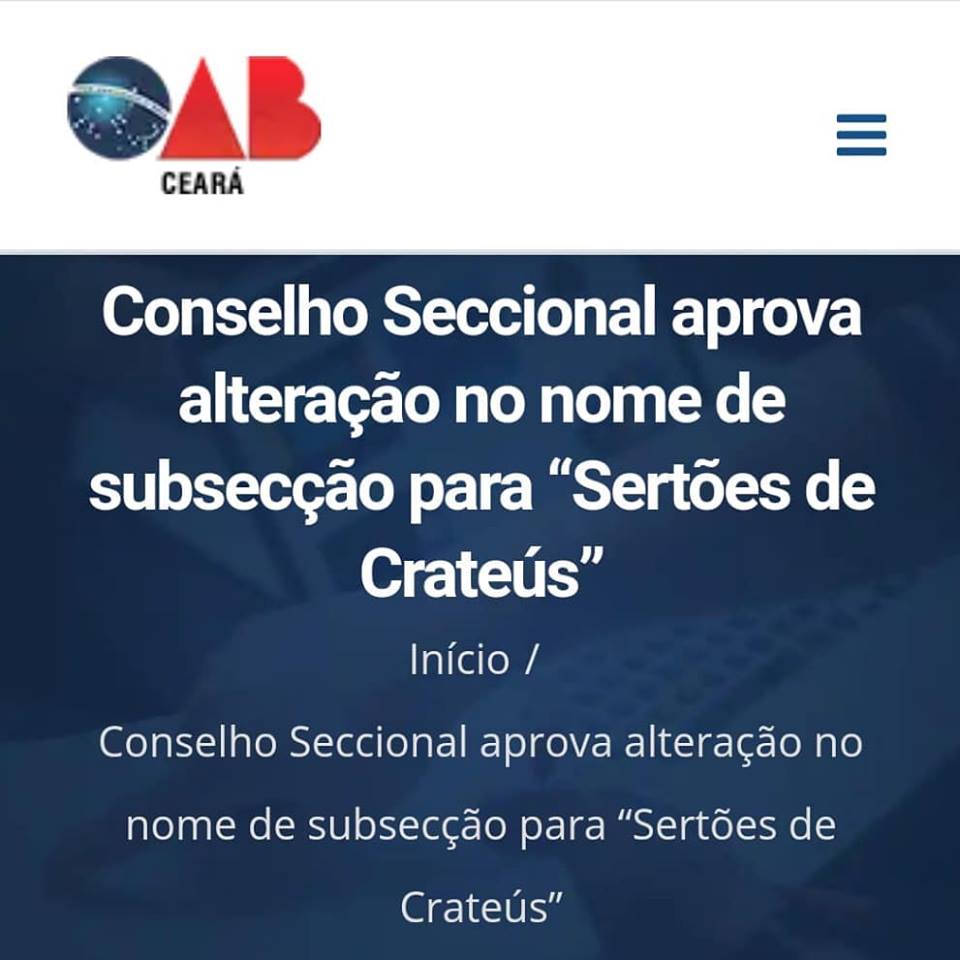 Conselho Seccional aprova alteração no nome de subsecção para “Sertões de Crateús”