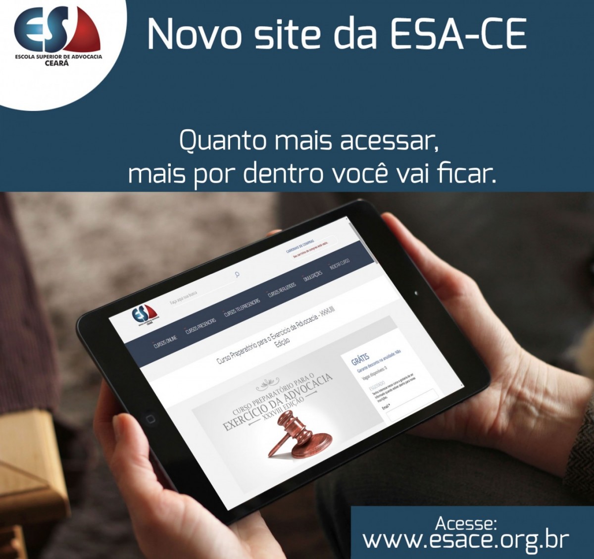 ESA Ceará reformula site para facilitar acesso a cursos e informações
