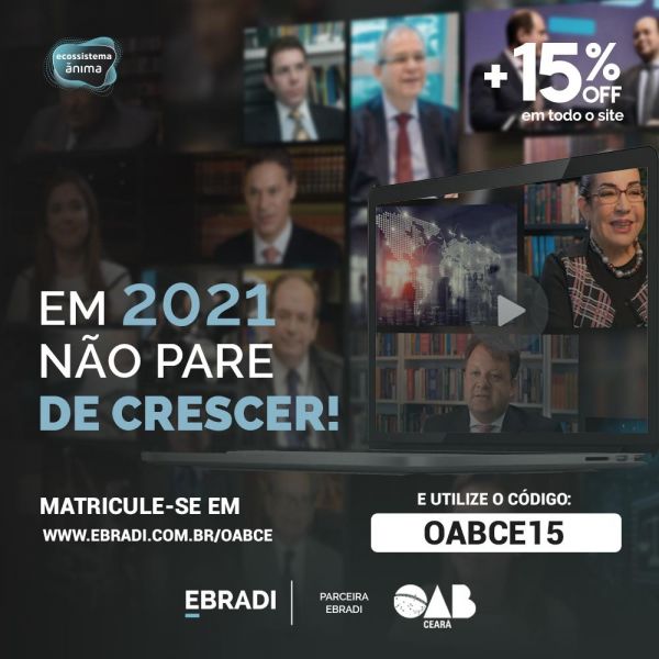 OAB Ceará firma parceria com EBRADI com descontos de até 50% em conteúdos do site durante todo mês de fevereiro